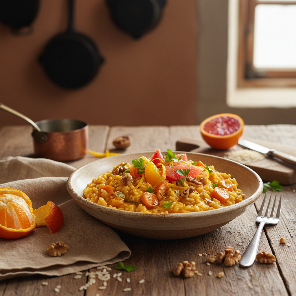 Risotto aux Carottes, Noix et Agrumes