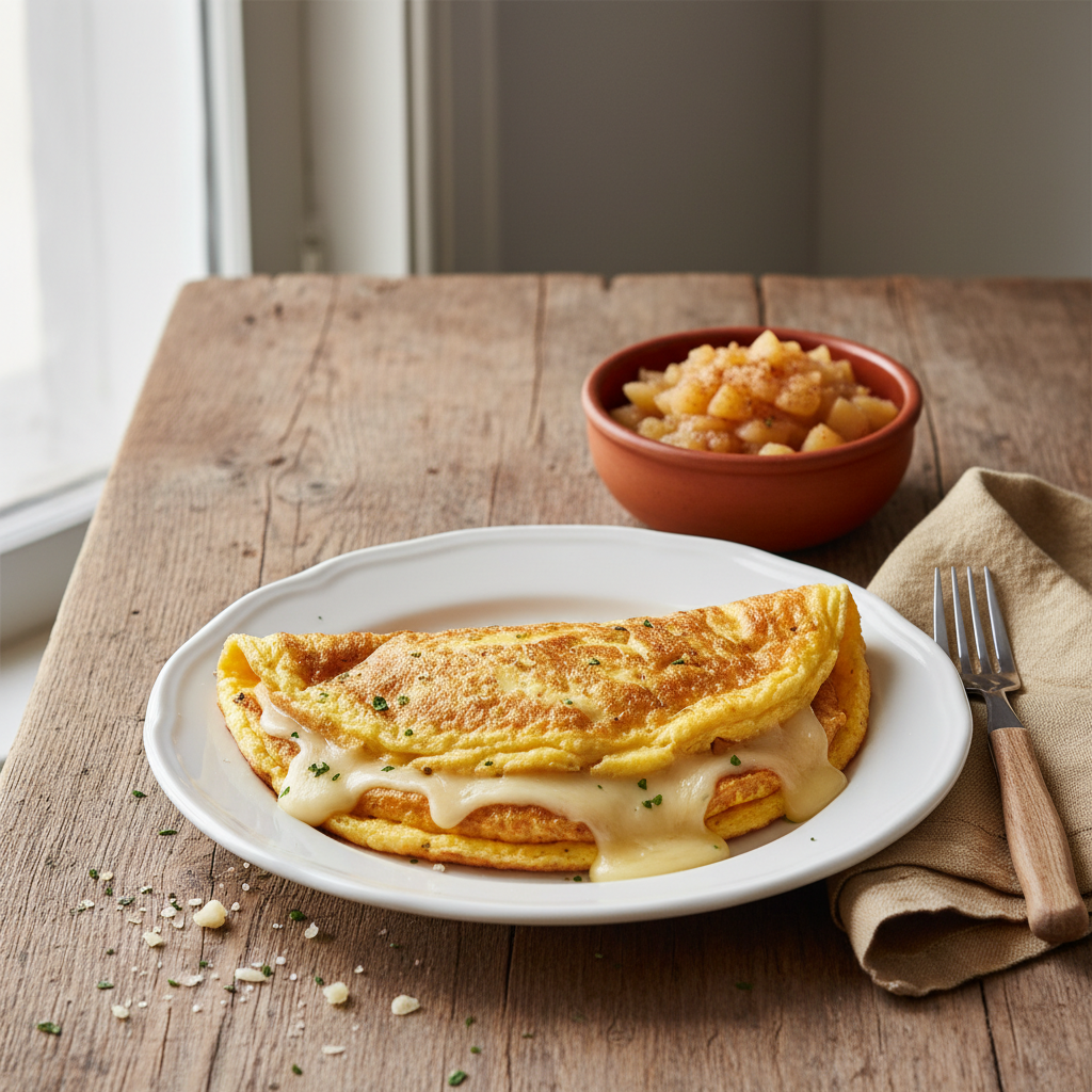 Omelette au Gruyère et Compote Maison de Pomme-Poire