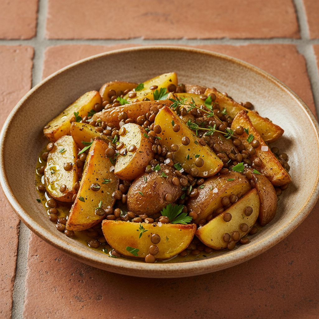 Salade Chaude aux Pommes de Terre et Lentilles