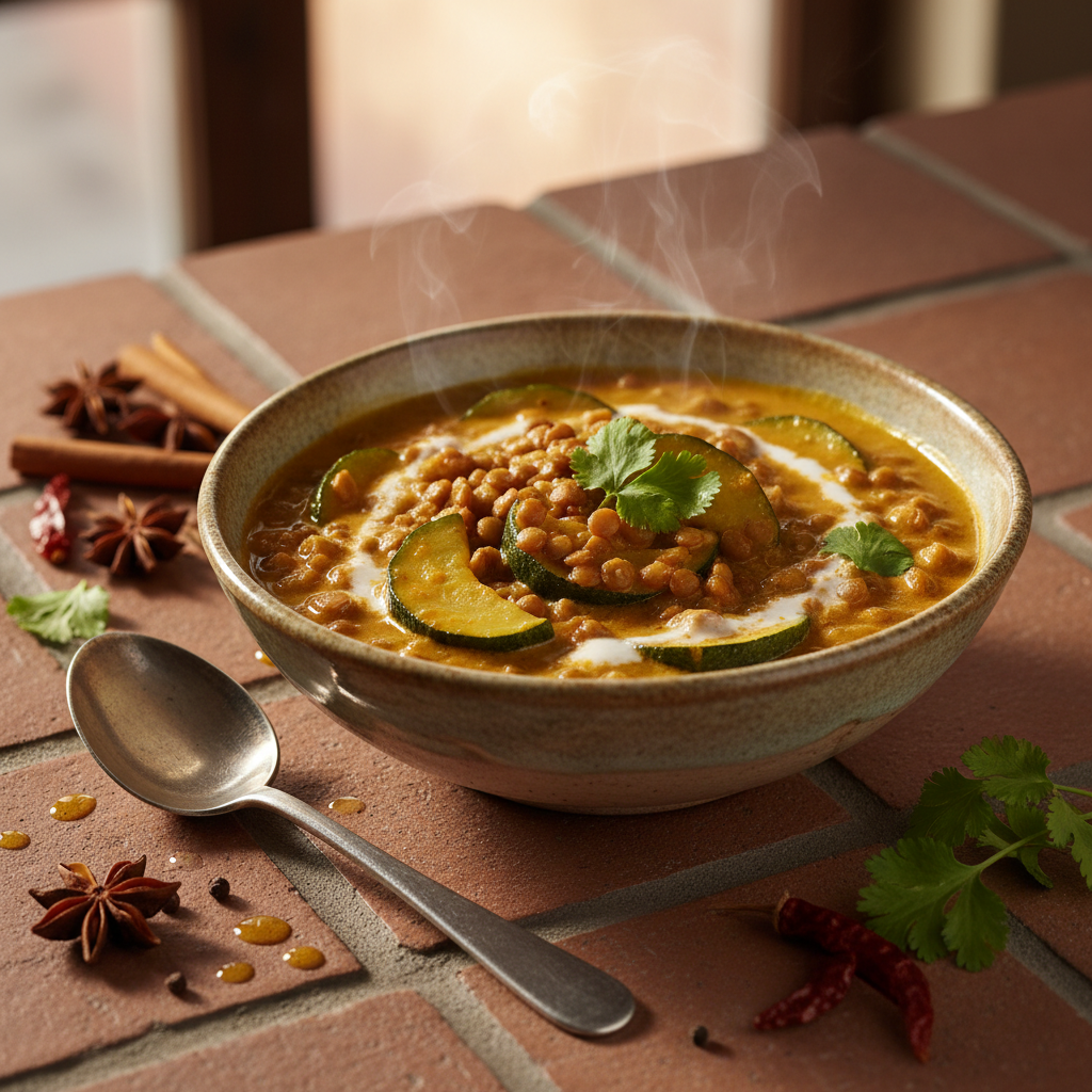 Curry de lentilles et courgettes au lait de coco