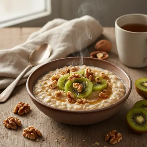 Porridge with Walnuts and Kiwis