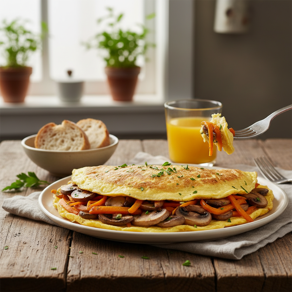 Omelette aux Champignons et Carottes