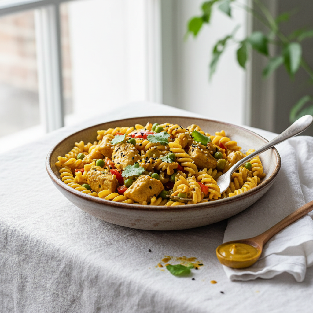 Pâtes au Curry et Poulet