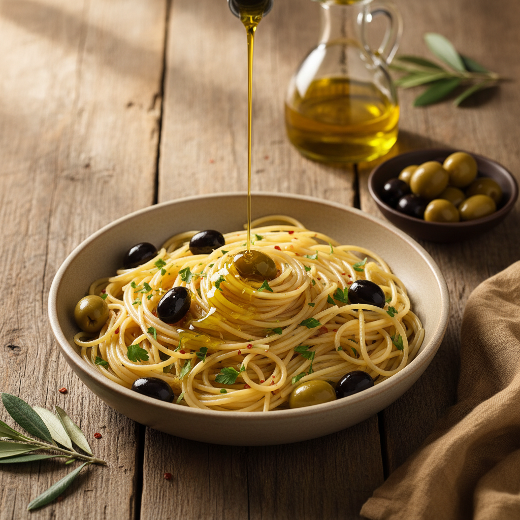 Pâtes aux Olives et Huile d'Olive