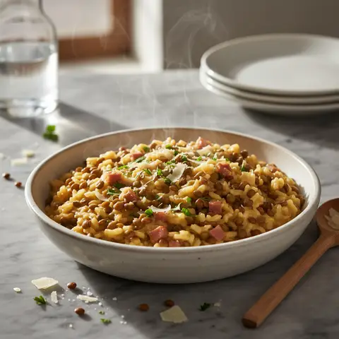 Risotto with Lentils and Smoked Ham