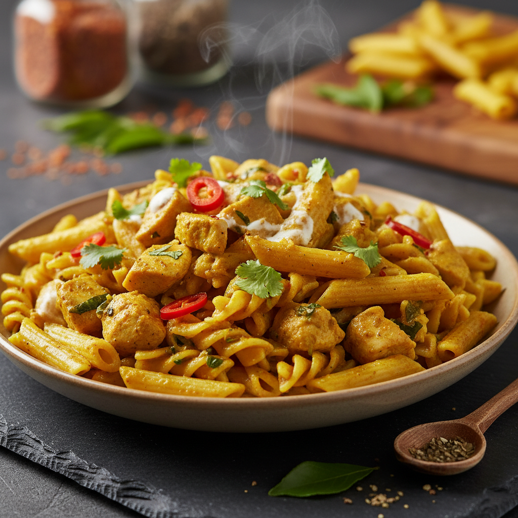 Pâtes au Curry et Poulet