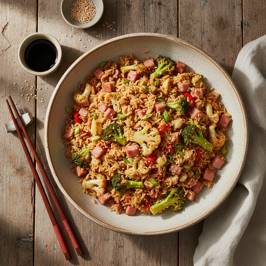 Riz Sauté aux Légumes et Jambon