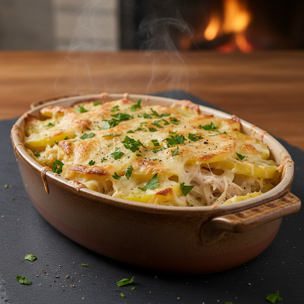 Gratin de pommes de terre et poulet