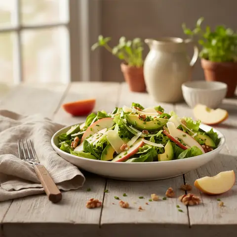Salat mit Avocado, Apfel und Comté