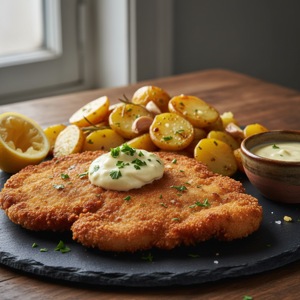 Schnitzel Allemand aux Pommes de Terre Sautées