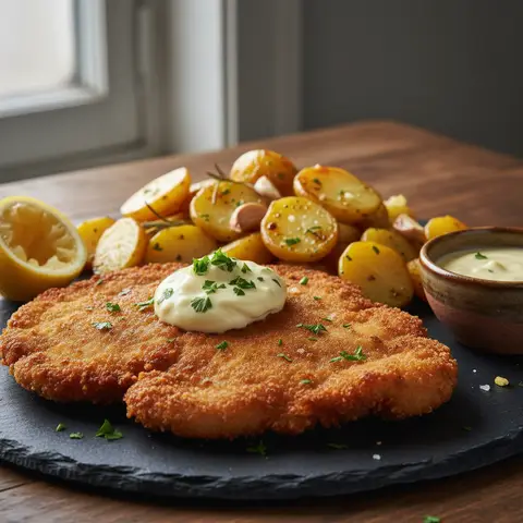 German Schnitzel with Sautéed Potatoes