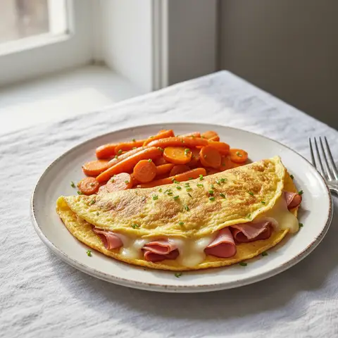 Ham and Cheese Omelette with Carrots