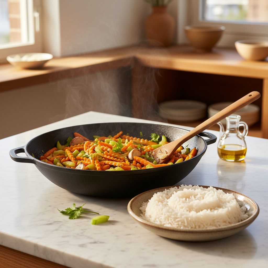 Wok de Carottes et Céleri Sauté à l'Ail