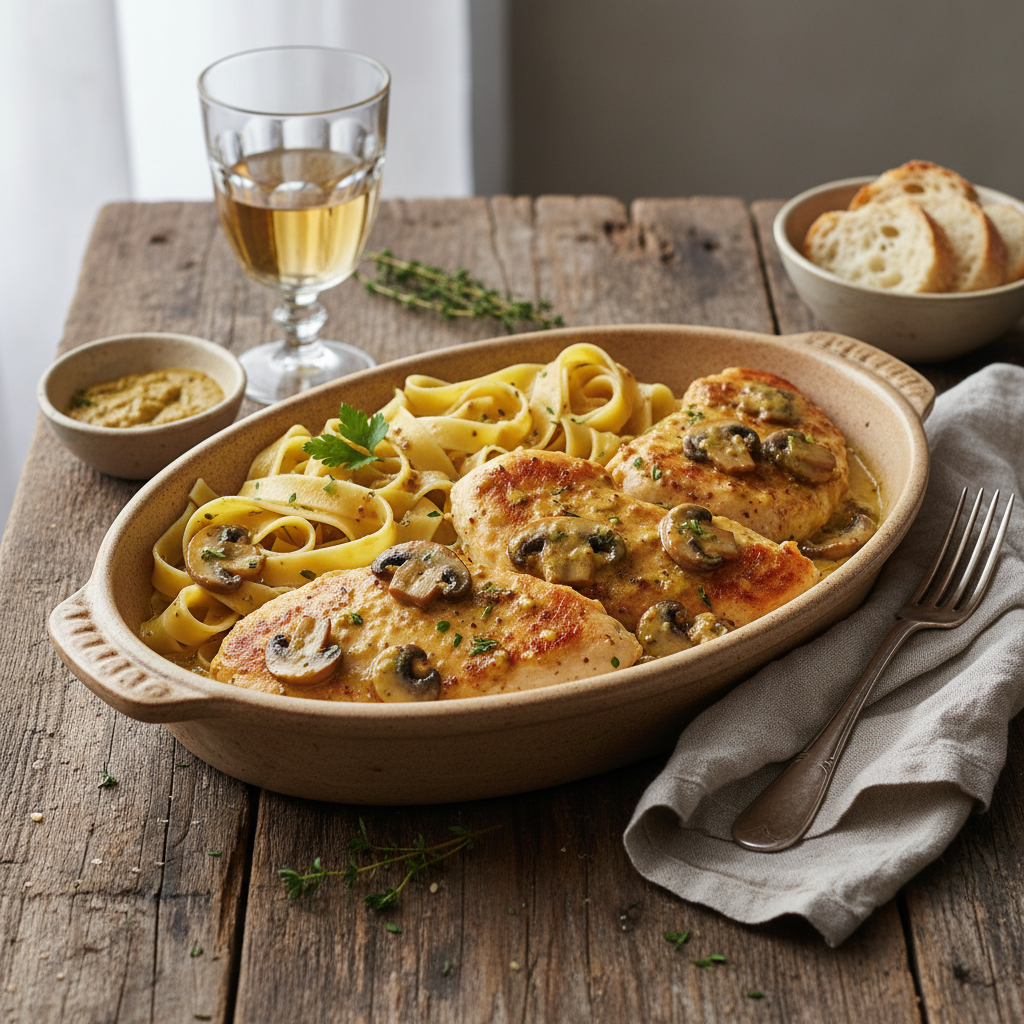 Poulet aux Champignons et Moutarde