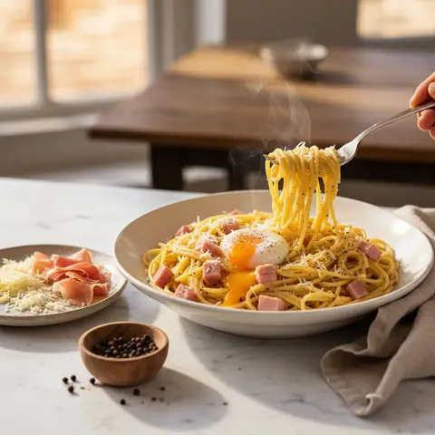 Pasta Carbonara neu interpretiert
