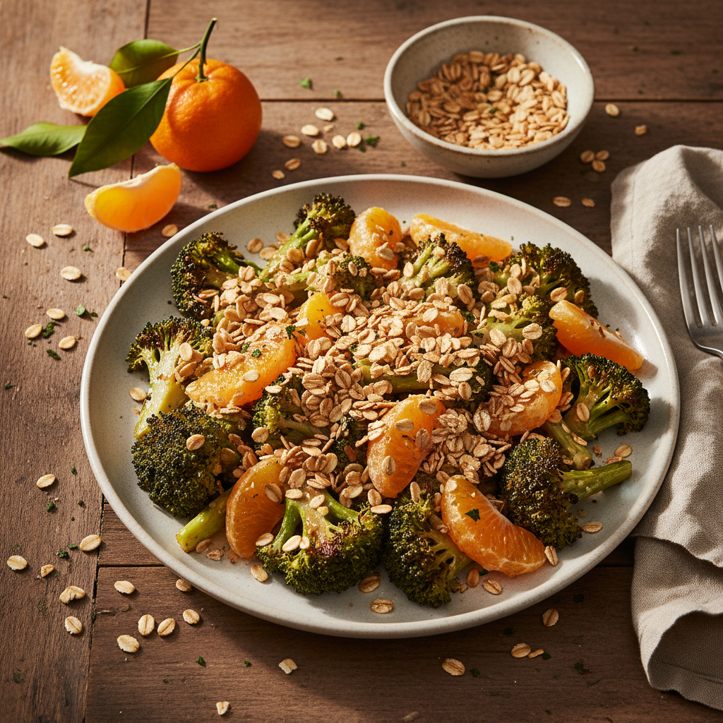 Brocoli Rôti aux Clémentines et Avoine Croustillante