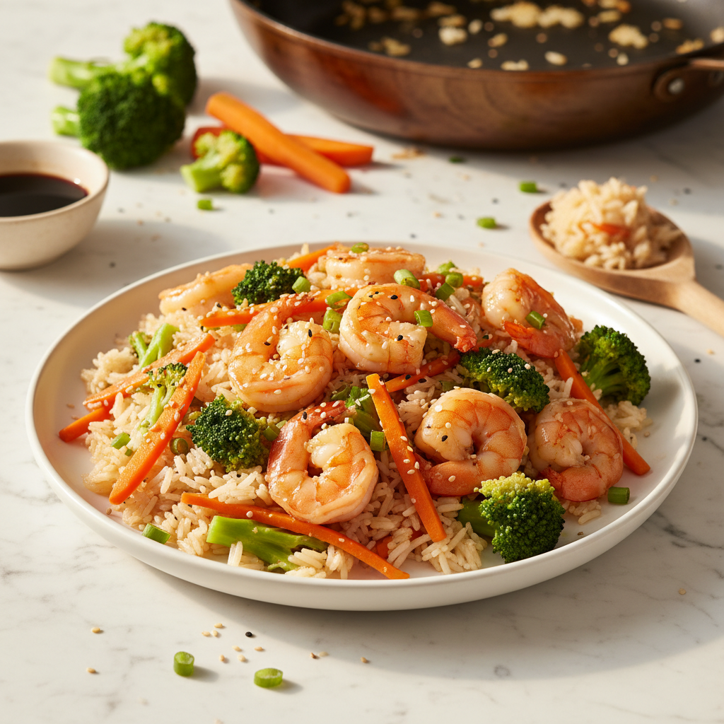 Riz Sauté Crevettes et Légumes
