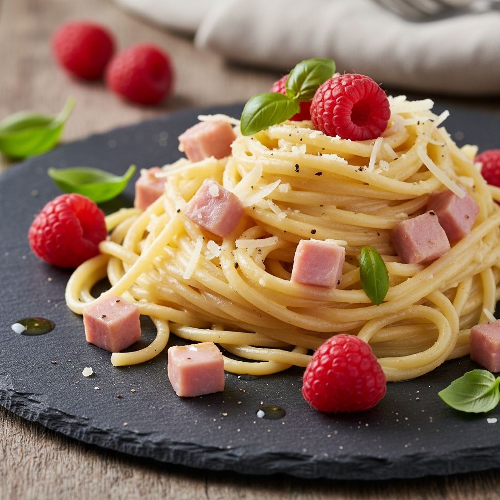 Pâtes Carbonara Simplifiée aux Framboises