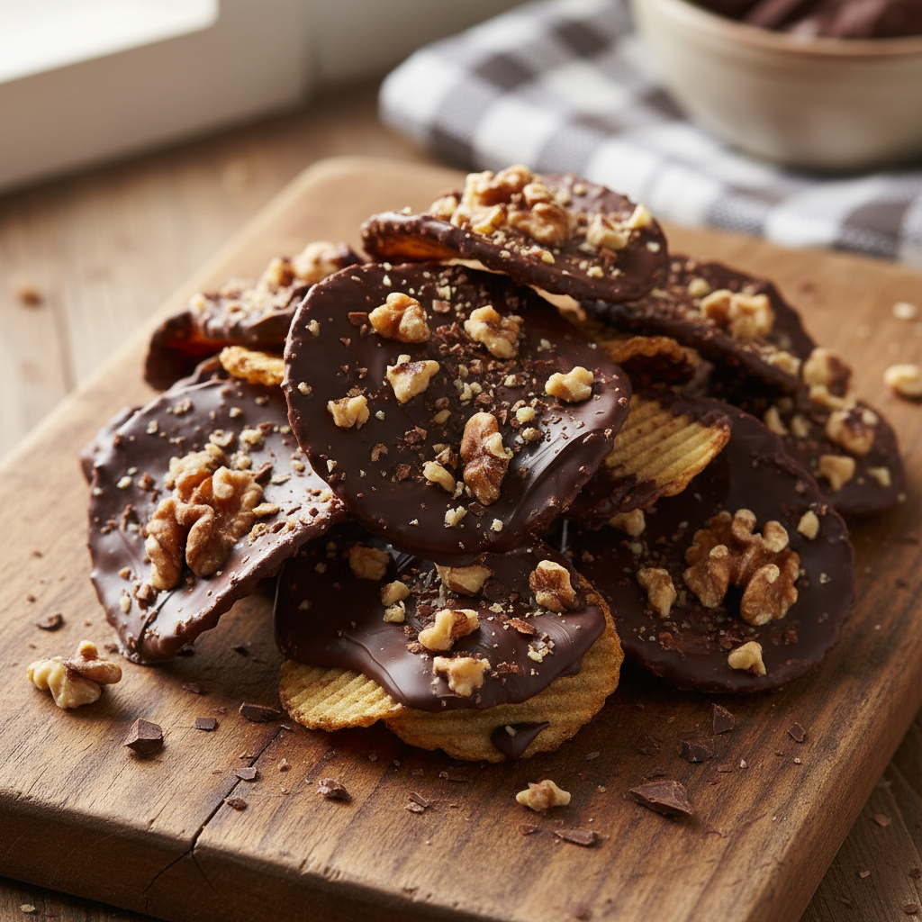 Chips de Pommes de Terre Chocolatées aux Noix