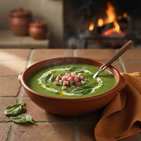 Cremige Spinat- und Schinkensuppe