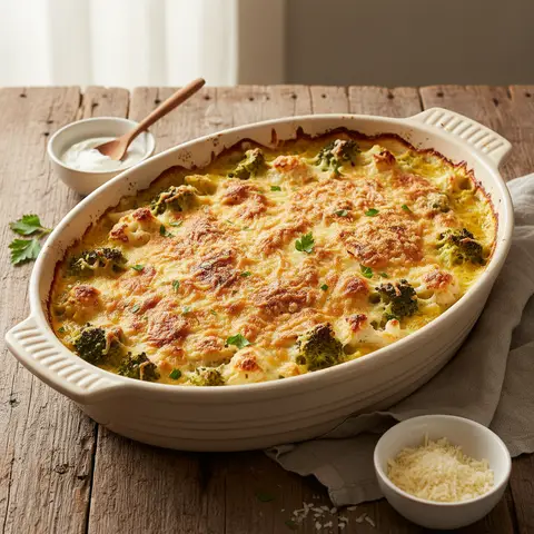 Cauliflower and Broccoli Gratin