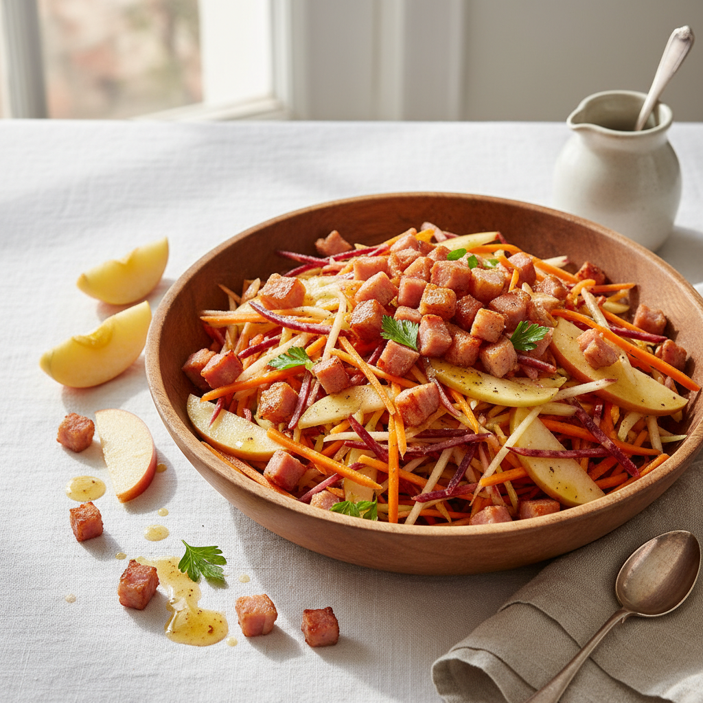 Salade de Pommes et Carottes avec Jambon Croustillant