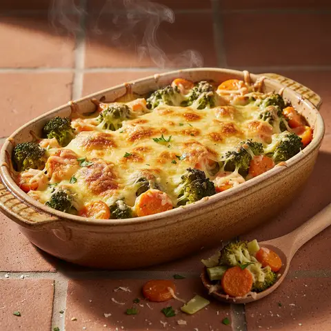 Gratin aus Brokkoli und Karotten mit Gruyère