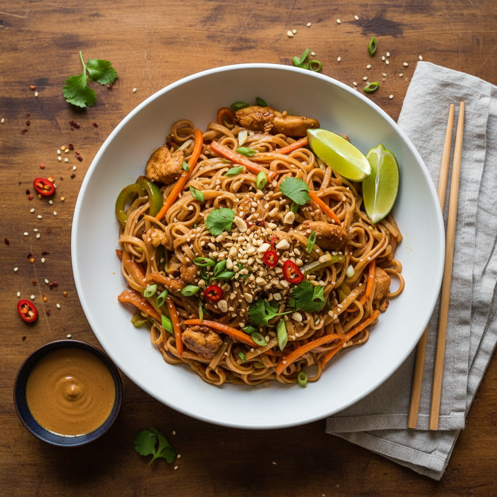 Pad Thaï simplifiée aux Légumes et Poulet