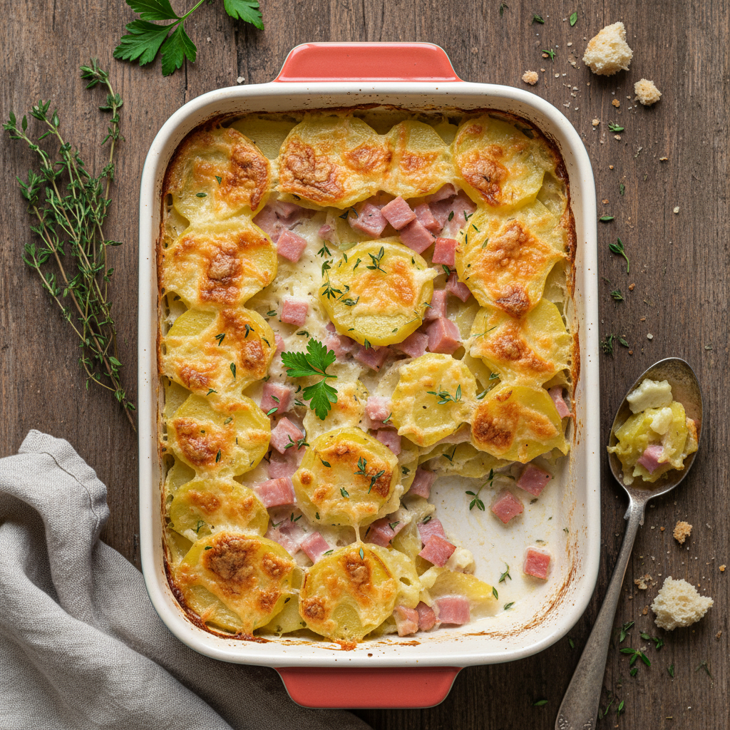 Gratin de pommes de terre et jambon