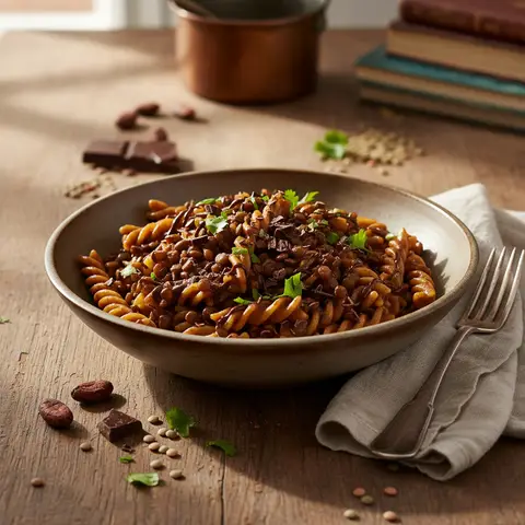 Pasta mit Linsen und Schokolade (Raffiniert)