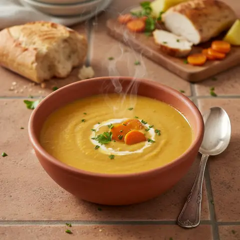 Samtweiche Huhn-Karotten-Kartoffel-Suppe