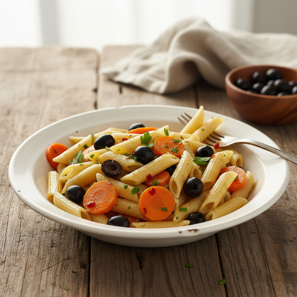 Penne aux Olives et Carottes