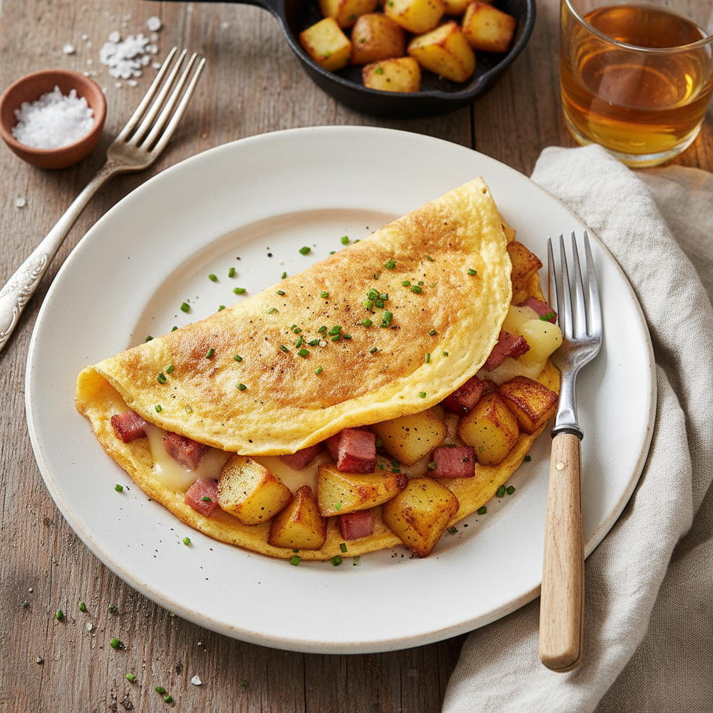 Omelette jambon-pommes de terre