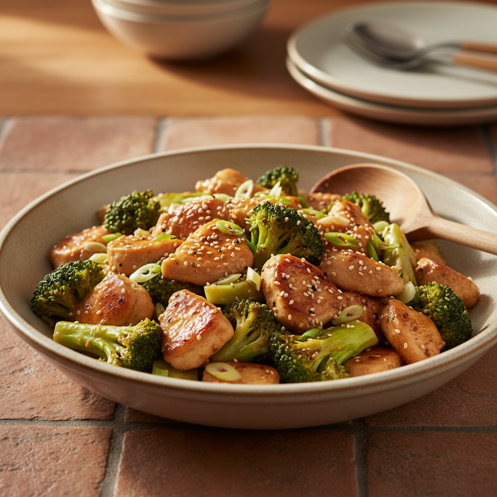 Brocoli et poulet poêlés sauce simple