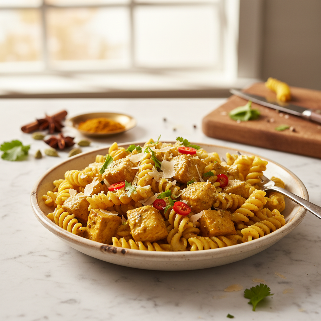 Pâtes au Curry et Poulet