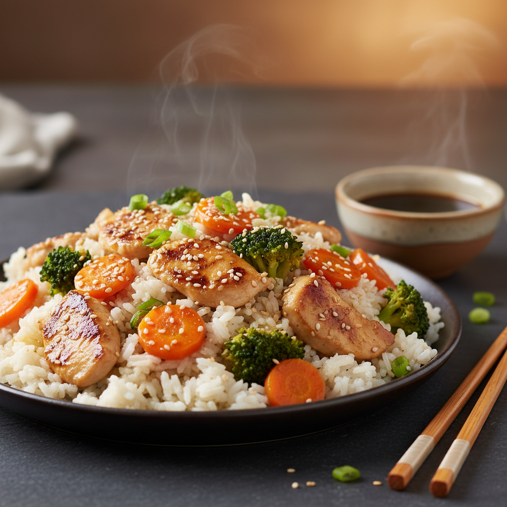 Riz Sauté aux Légumes et Poulet