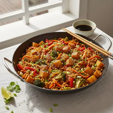 Gemüse-Wok mit Nudeln