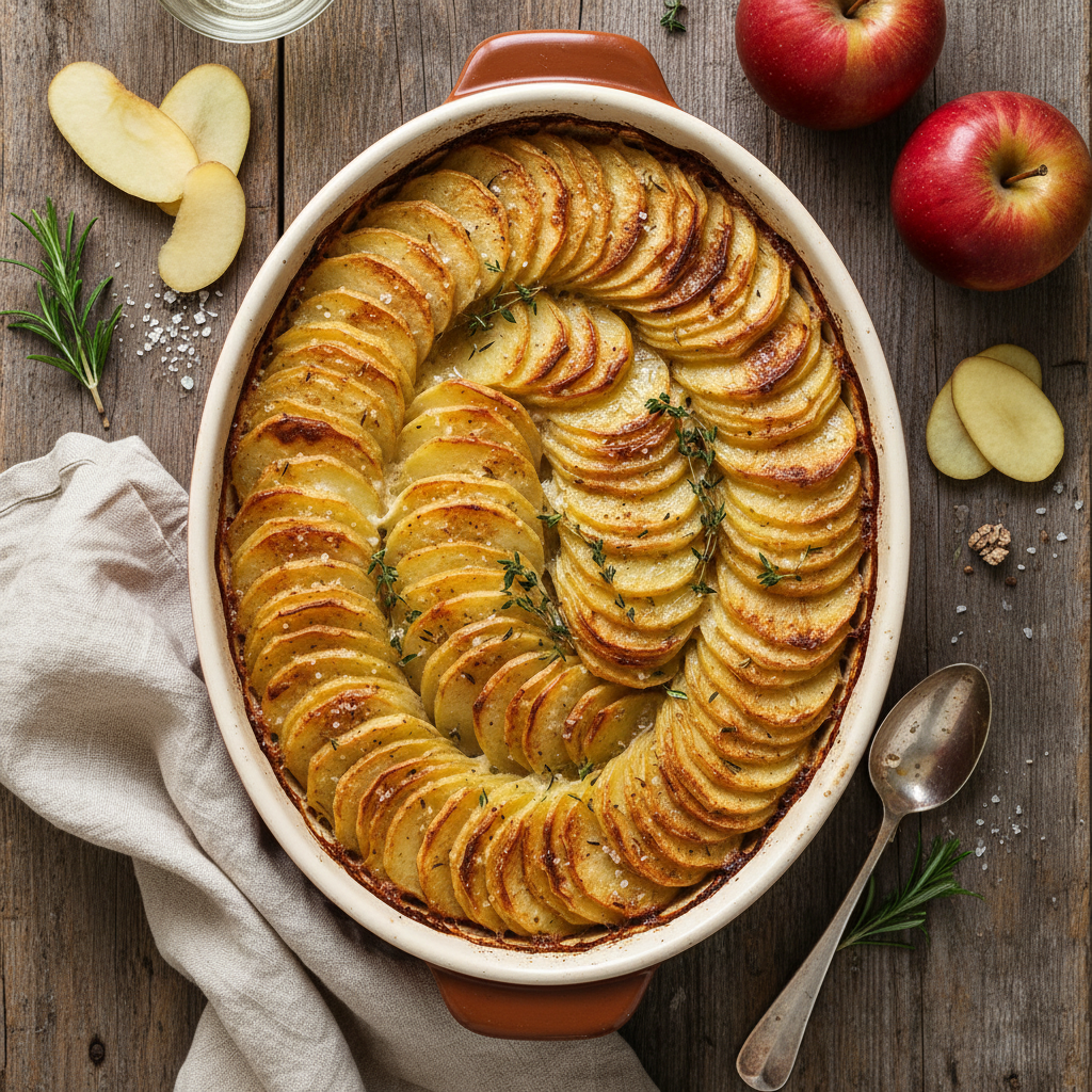 Gratin de pommes de terre et pommes