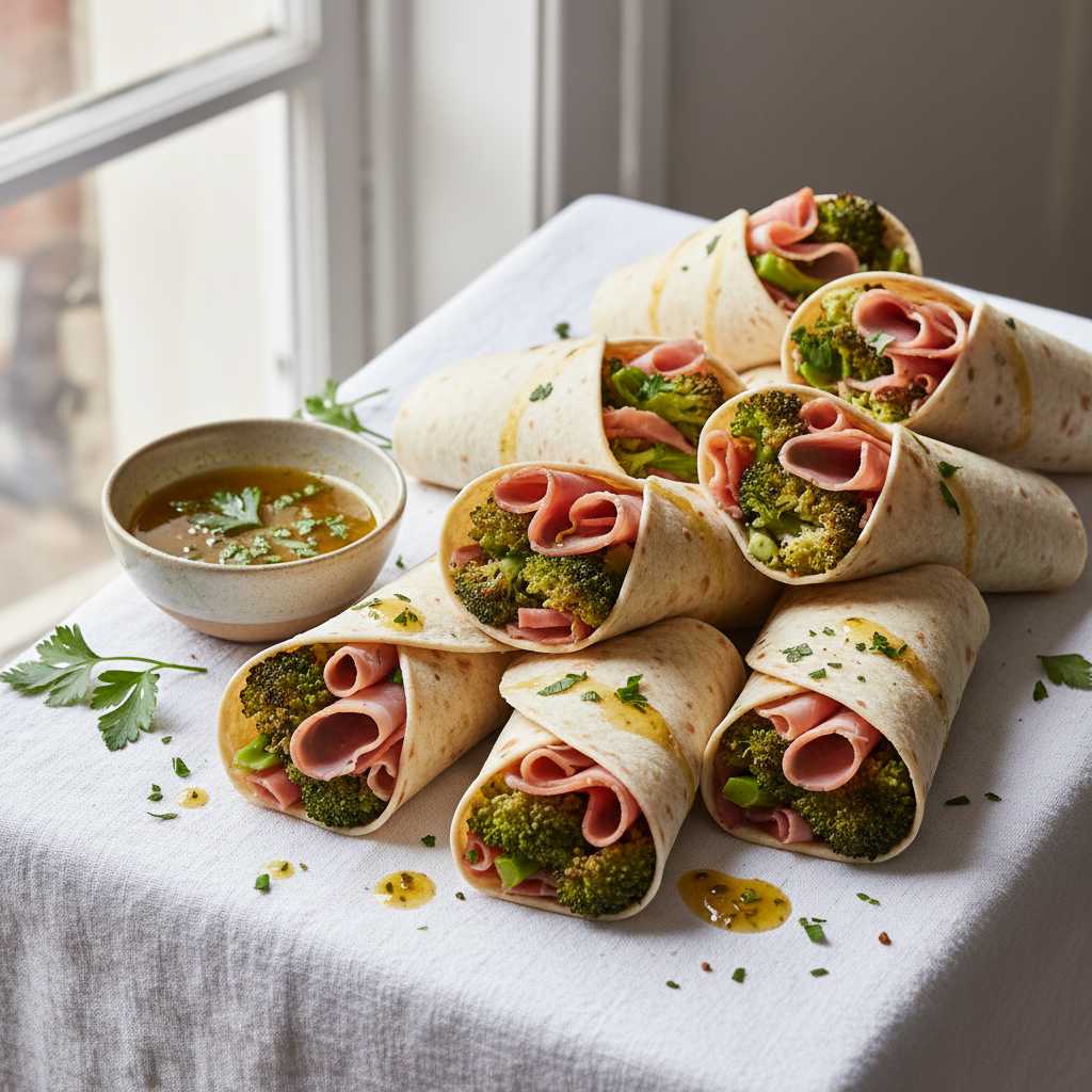 Wraps jambon-brocoli avec sauce simple