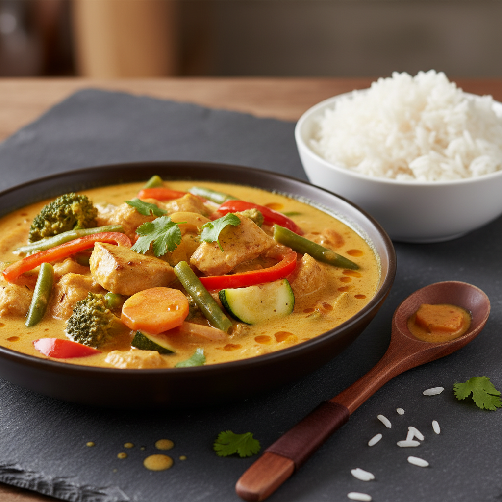 Curry de Légumes et Poulet au Lait de Coco