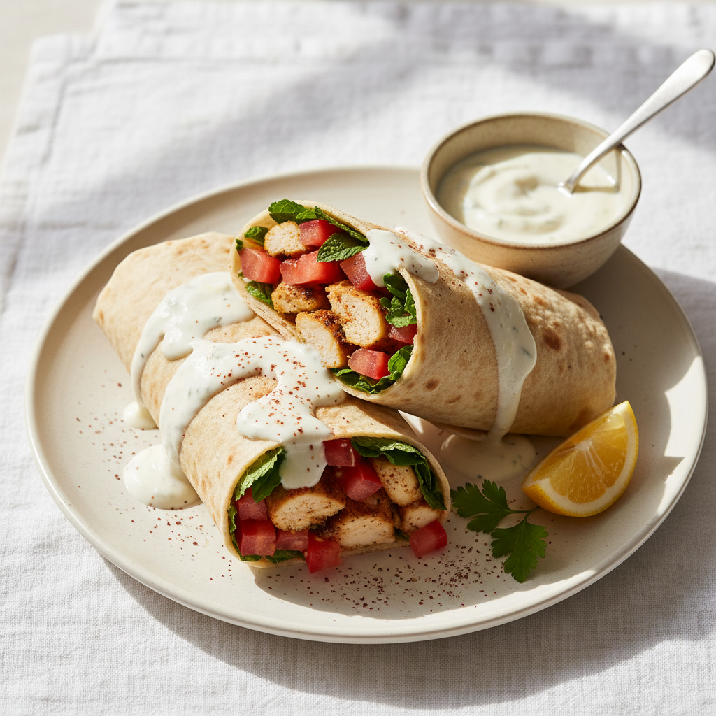 Wrap poulet za'atar & tomate au yaourt citron