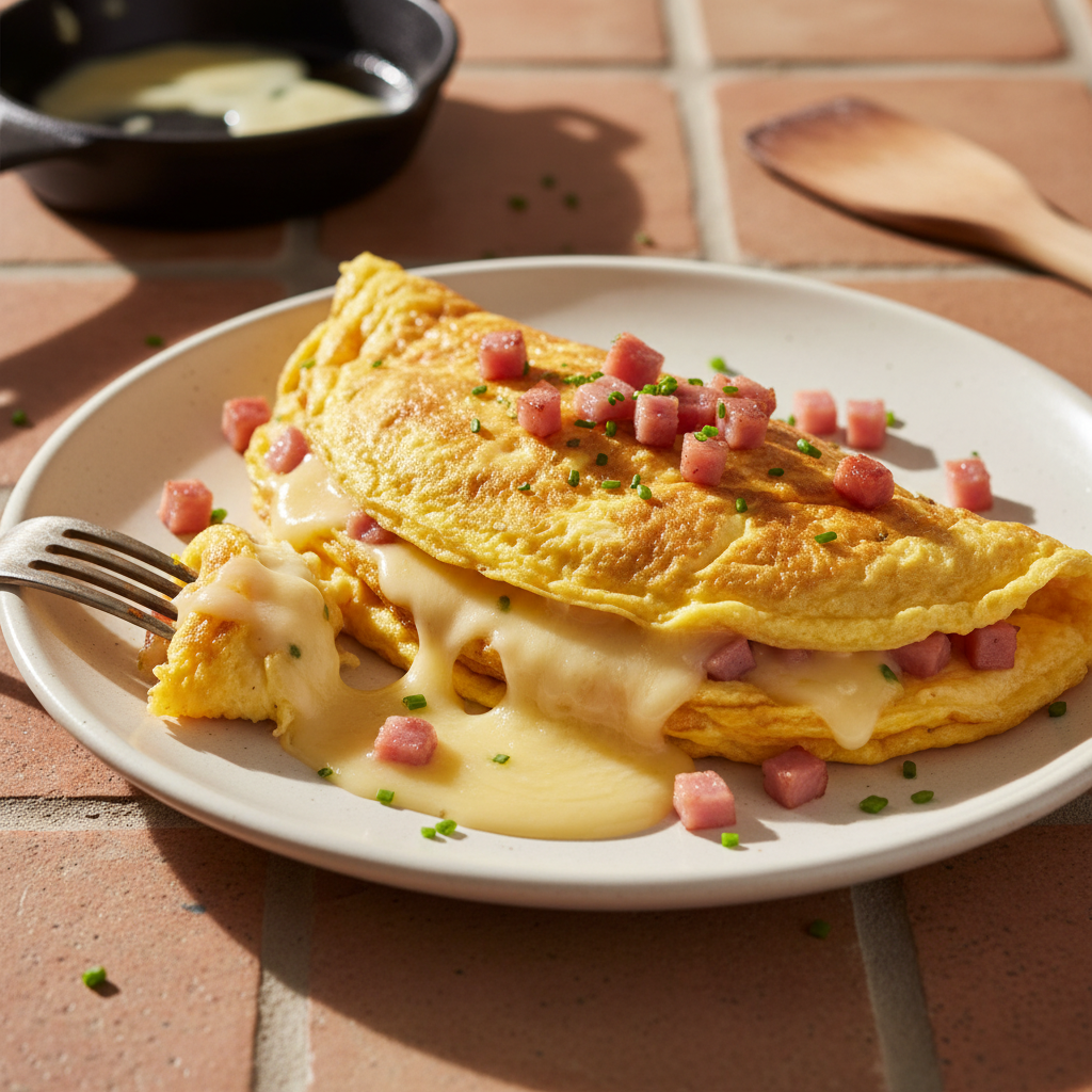 Omelette jambon-fromage