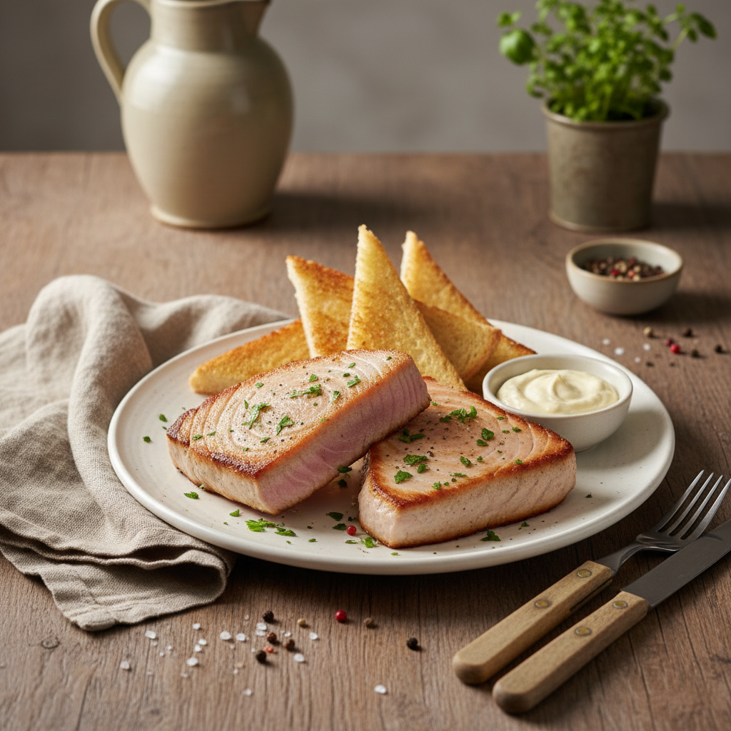 Thon Poêlé et Pain de Mie Grillé
