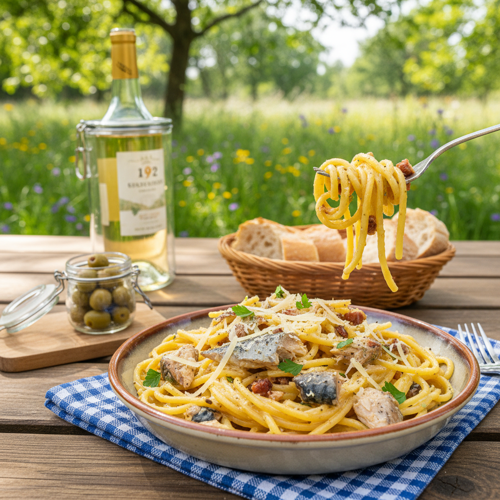 Pâtes Carbonara Simplifiée au Maquereau