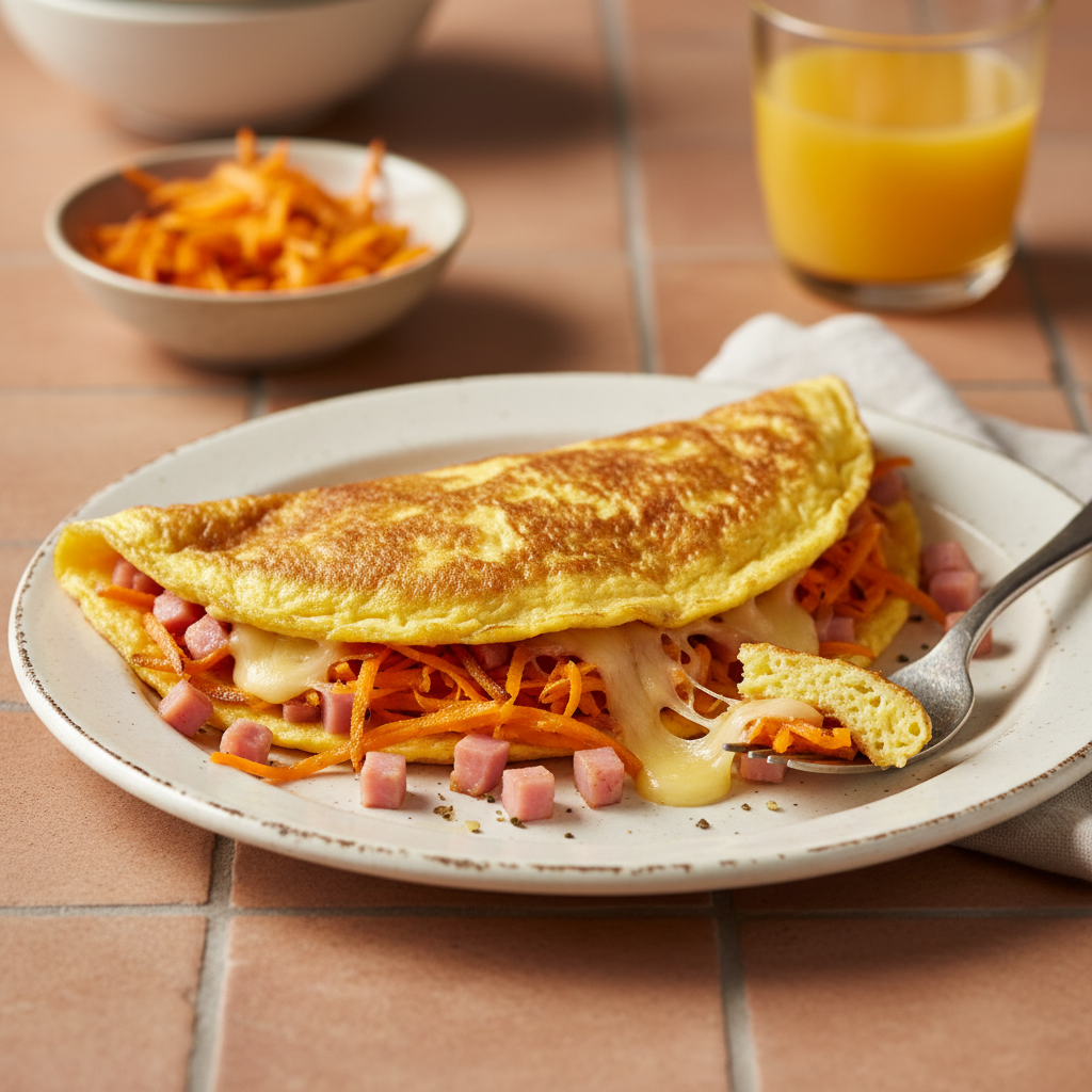 Omelette Jambon-Fromage aux Carottes