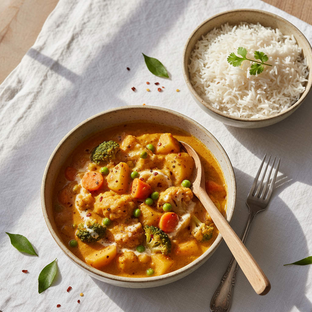 Curry de légumes et pommes de terre à la crème