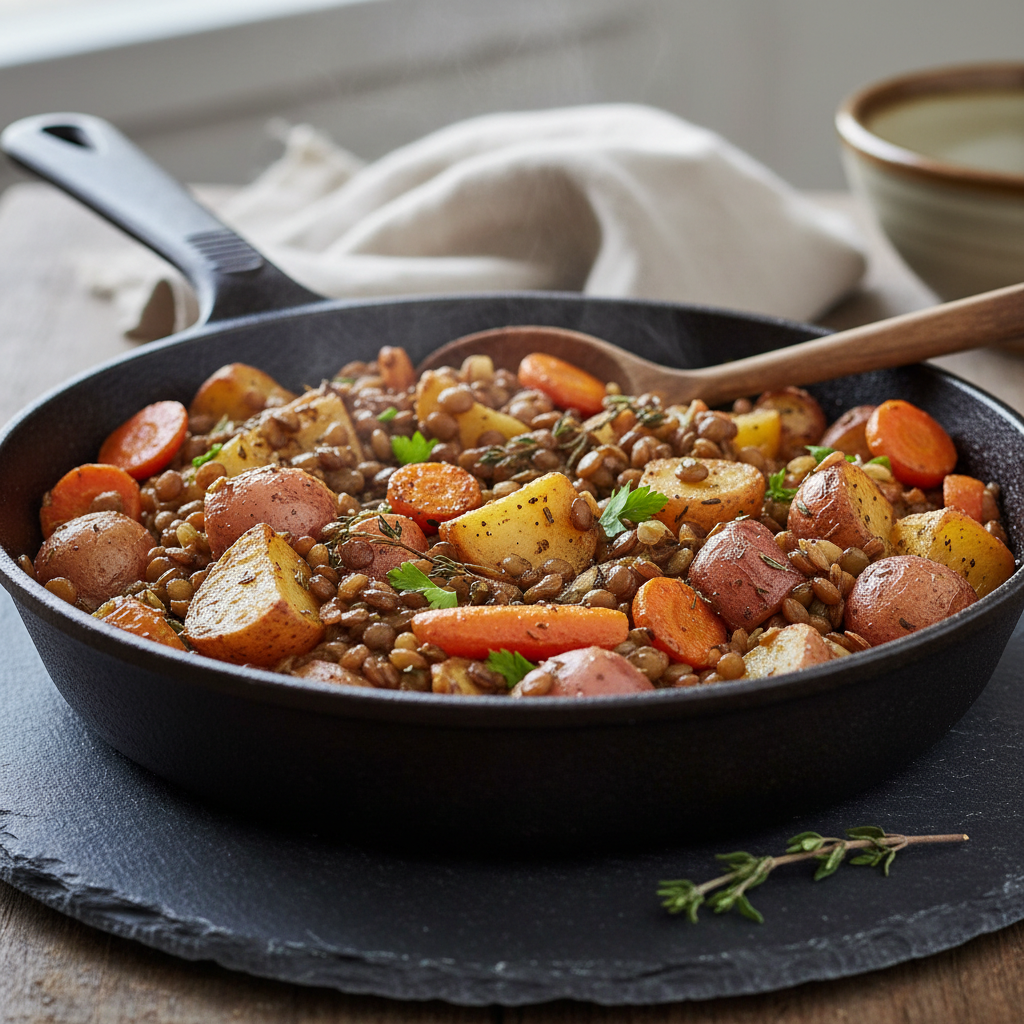 Poêlée de Lentilles aux Légumes Racines