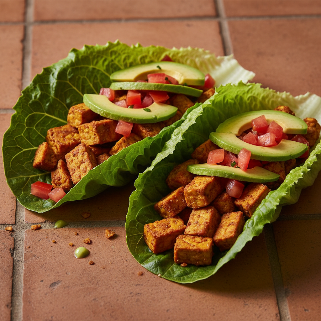 Wrap de laitue au tempeh mariné et avocat