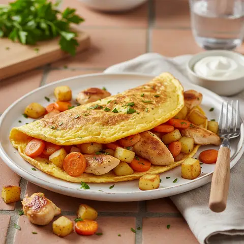 Chicken, Carrot, and Potato Omelet