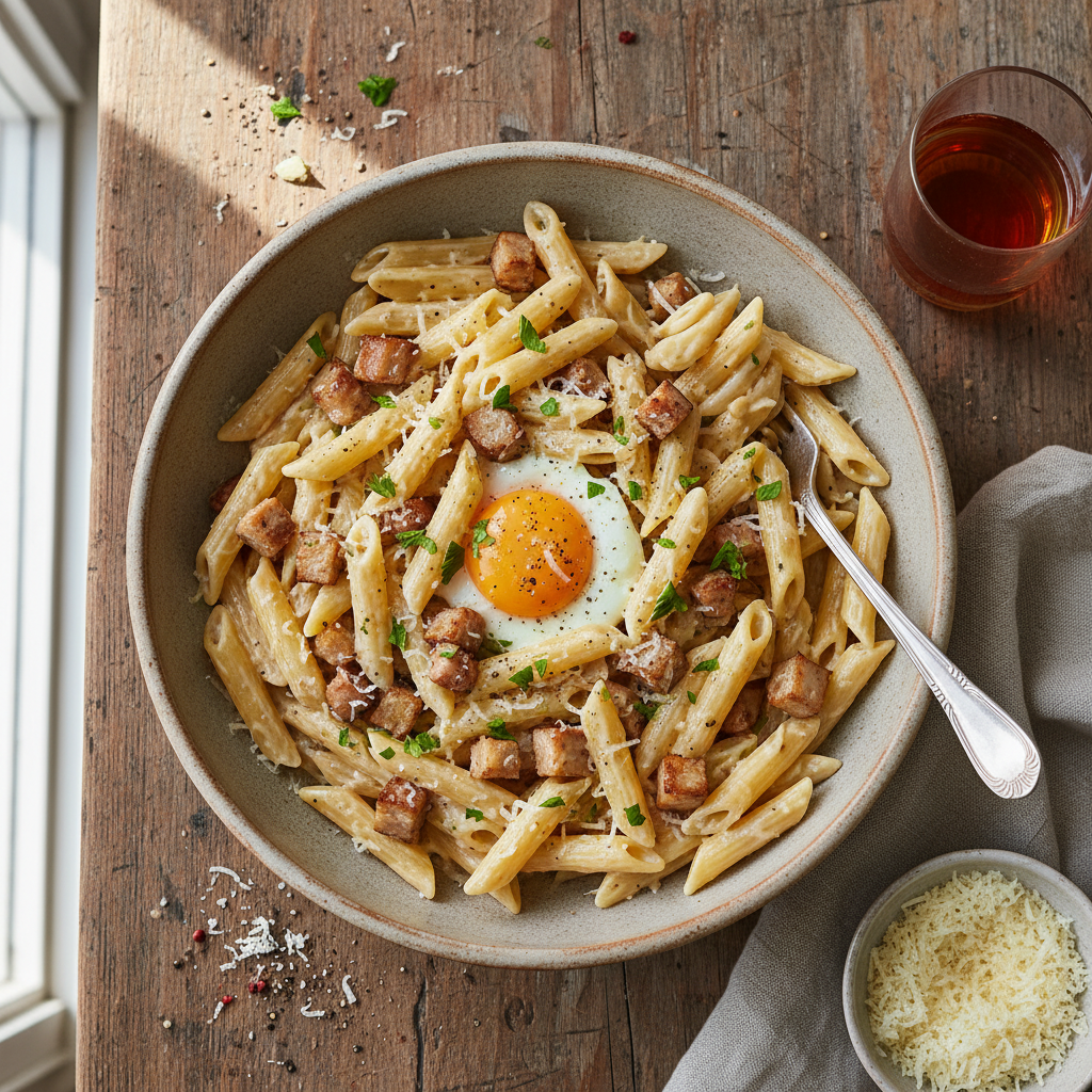 Penne à la Carbonara Végétarienne
